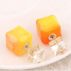 Shaded Neon Yellow Princess Double Stud Earrings